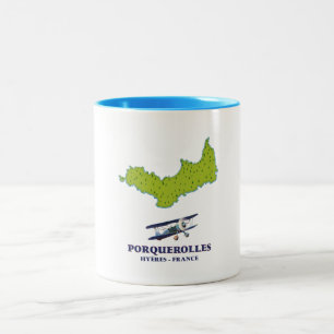 Porquerolles France island travel map. Two-Tone Coffee Mug