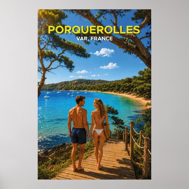 Porquerolles, France – Vintage Travel Poster (Front)