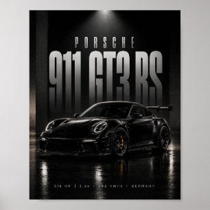 Porsche 911 GT3 RS – Black Luxury Sports Car Autom Poster