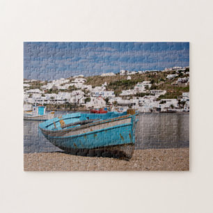 Port and harbour area with Greek fishing boats Jigsaw Puzzle