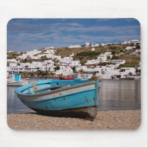 Port and harbour area with Greek fishing boats Mouse Pad