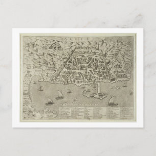 Port and Town of Algiers, c.1572 (engraving) Postcard