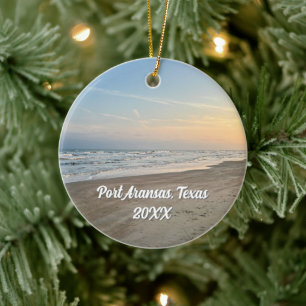 Port Aransas Beach Sunset Texas Photography Ceramic Ornament