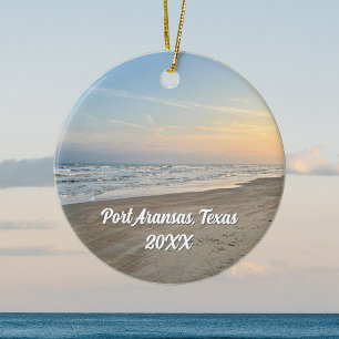 Port Aransas Beach Sunset Texas Photography Ceramic Ornament