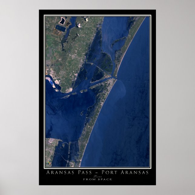 Port Aransas Texas Satellite Poster Map (Front)