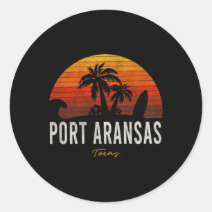 Port Aransas Tx Texas Beach Palms Vacation Surf Su Classic Round Sticker