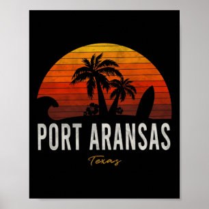 Port Aransas Tx Texas Beach Palms Vacation Surf Su Poster