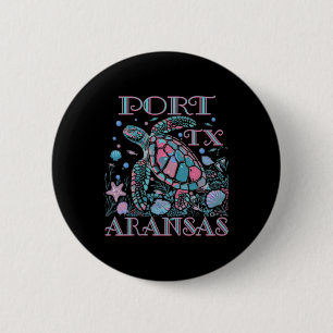 Port Aransas Tx Turtle Lover Colorful Beach Souven 6 Cm Round Badge