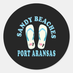 Port Aransas Vacation Sandy Beaches I Heart Flip F Classic Round Sticker