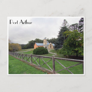 port arthur church fence postcard