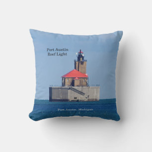 Port Austin Reef Light square pillow