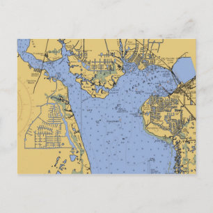 Port Charlotte, Florida Nautical Chart Postcard