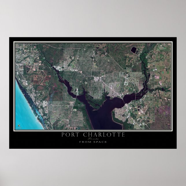 Port Charlotte Florida Satellite Poster Map (Front)