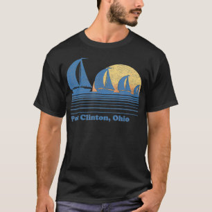 Port Clinton OH Sailboat Vintage 80s Sunset T-Shirt