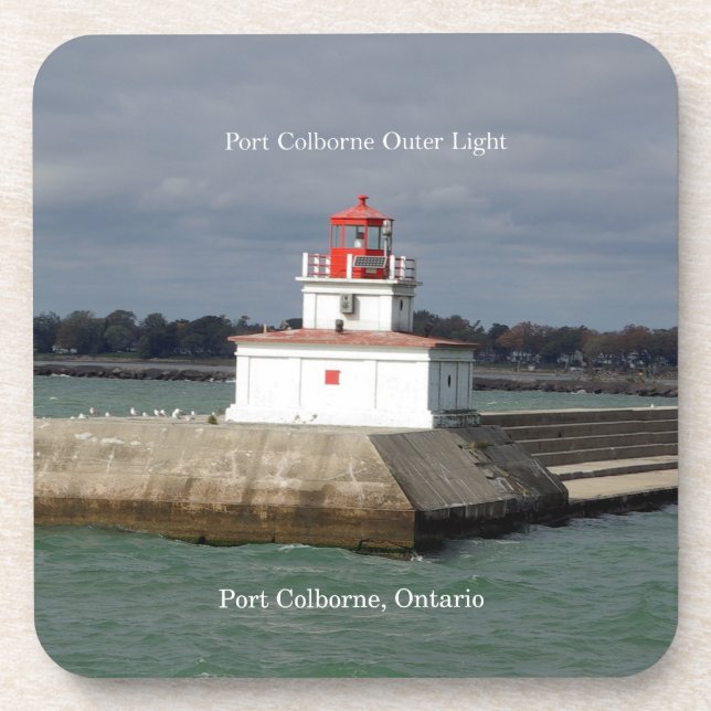 Port Colborne Outer Light 6 plastic coasters (Front)