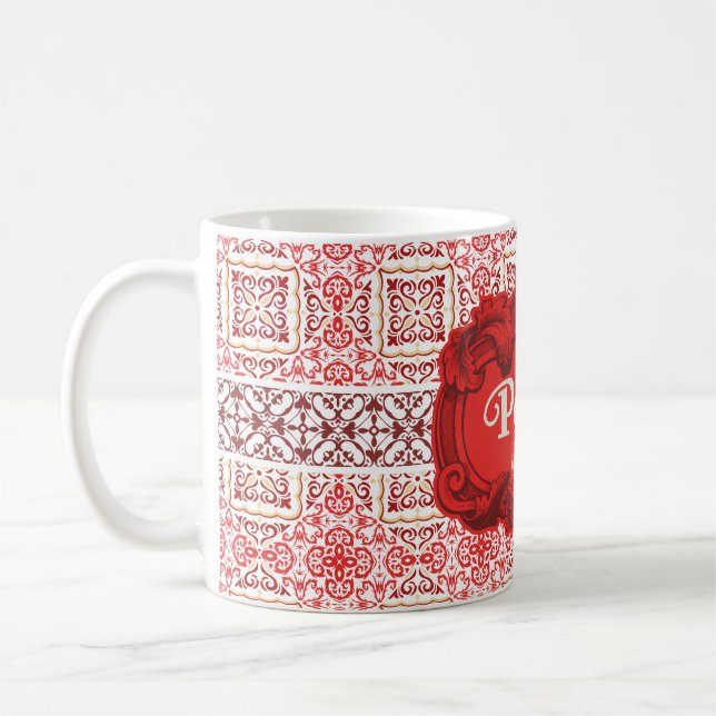 port design with red tiles coffee mug (Left)