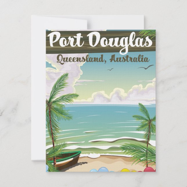 Port Douglas Australia vintage travel poster Invitation (Front)