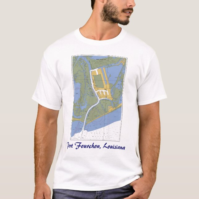 Port Fourchon, Louisiana Nautical Chart T-shirt (Front)