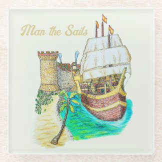 Port Galleon Glass Coaster