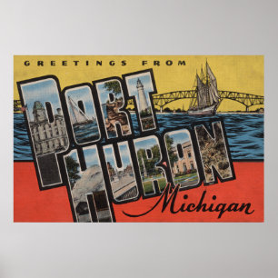 Port Huron, Michigan - Large Letter Scenes Poster