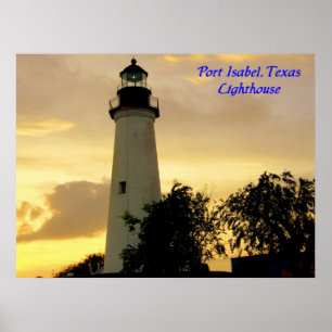Port Isabel lighthouse at sunset poster