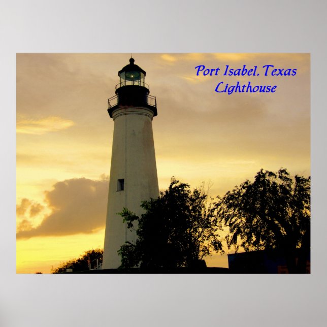 Port Isabel lighthouse at sunset poster (Front)