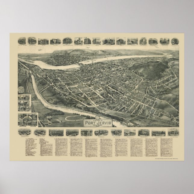 Port Jervis, NY Panoramic Map - 1920 Poster (Front)