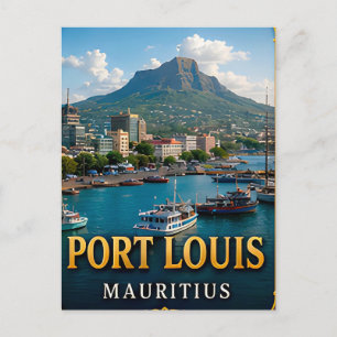 Port Louis Harbour and Tropical Island Views Postcard
