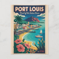 Port Louis Mauritius Retro Travel Poster Art