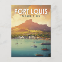 Port Louis Mauritius Travel Art Vintage