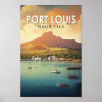 Port Louis Mauritius Travel Art Vintage