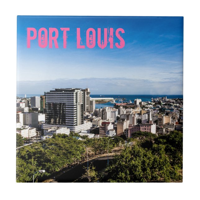 Port Louis Skyline Capital of Mauritius Ceramic Tile (Front)