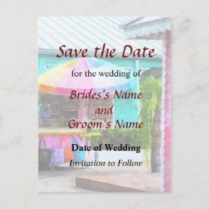 Port Lucaya Marketplace Bahamas Save the Date Announcement Postcard