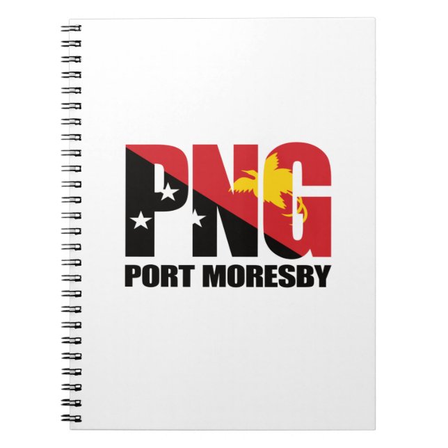 Port Moresby PNG with Papua New Guinea Flag Notebook (Front)