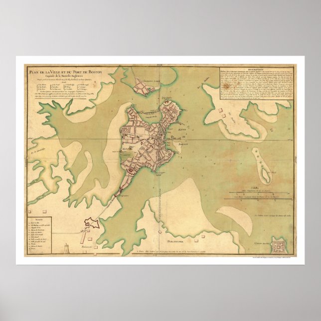 Port of Boston Massachusetts Map 1764 Poster (Front)