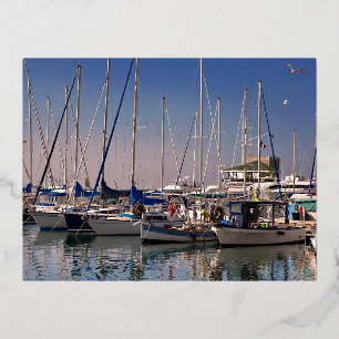 Port of Golfe Juan in France Foil Holiday Postcard
