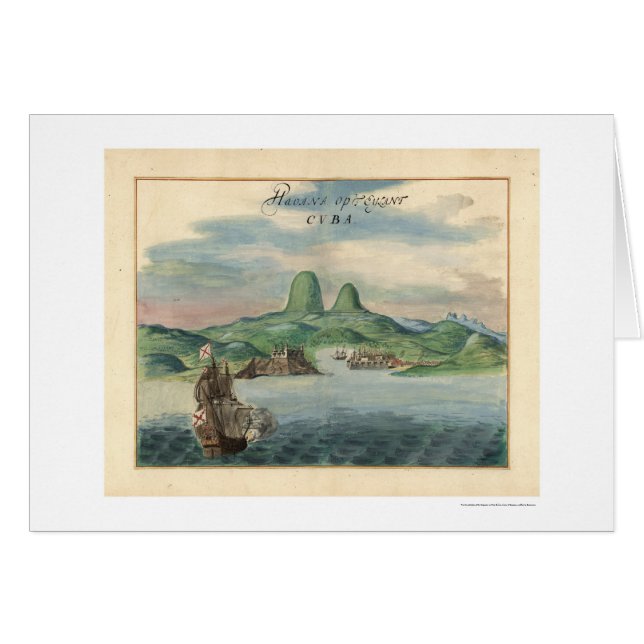 Port of Havana Cuba View Map 1639 (Front Horizontal)