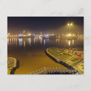 Port of Hull at Night – Industrial Harbour Night Postcard