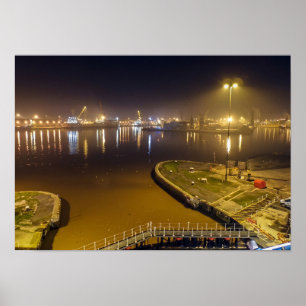 Port of Hull at Night – Industrial Harbour Night Poster