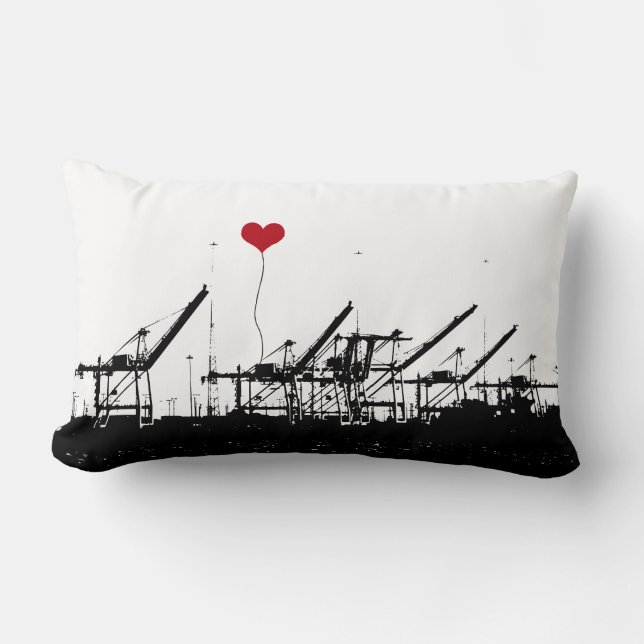 Port of Oakland Shipping Cranes Pillow (Front)