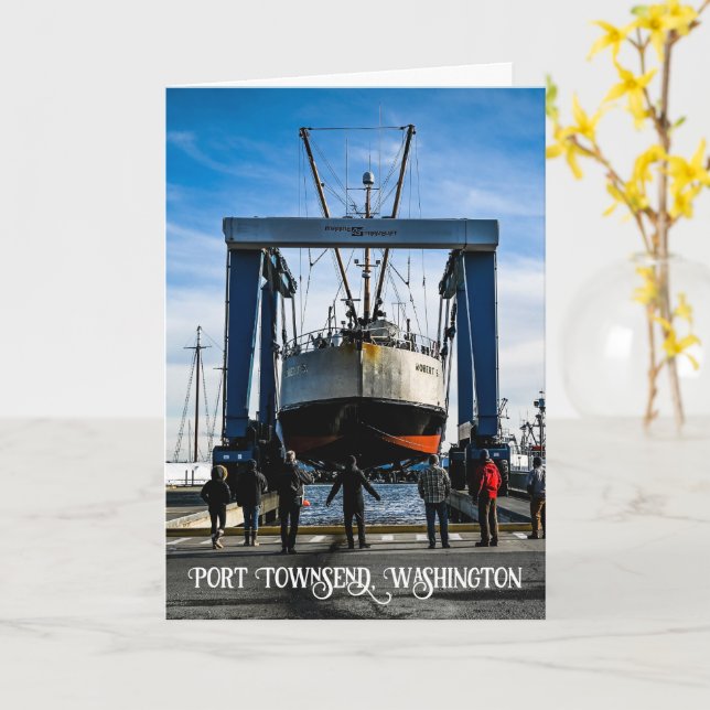 Port Of Port Townsend Boatyard Photography Card (Yellow Flower)