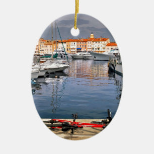 Port of Saint-Tropez in France Ceramic Ornament