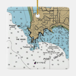 Port Orford Oregon Chart Ceramic Ornament