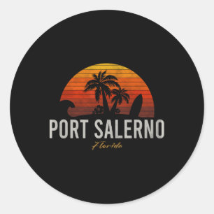 Port Salerno Florida Retro Surfer Vintage Beach  Classic Round Sticker