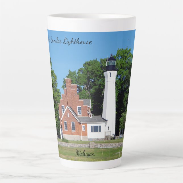 Port Sanilac Lighthouse latte mug (Front)