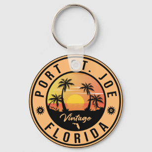 Port St. Joe Florida Retro Sunset Souvenir Key Ring