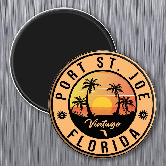 Port St. Joe Florida Retro Sunset Souvenir Magnet (Creator Uploaded)