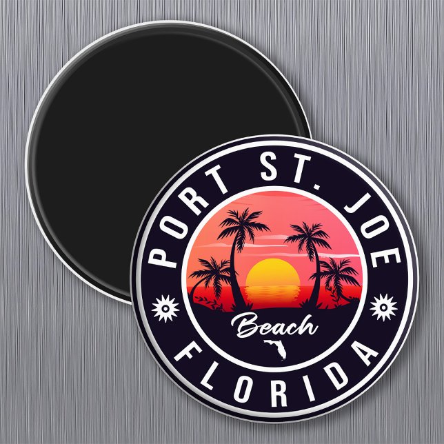 Port St. Joe Florida Retro Sunset Souvenir Magnet (Creator Uploaded)