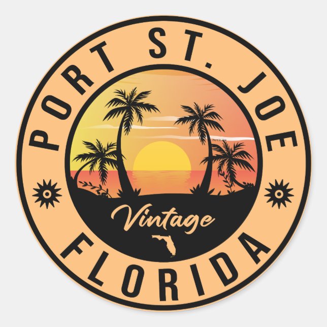 Port St Joe Vintage Retro 70s Souvenirs Classic Round Sticker (Front)