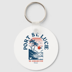 Port St. Lucie Florida Retro Surfer Vintage Beach Key Ring